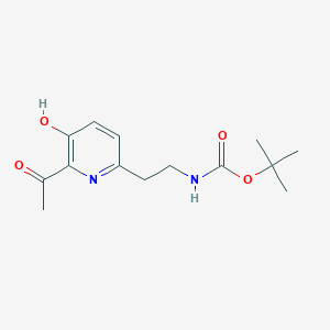 molecular formula C14H20N2O4 B14856713 Tert-butyl 2-(6-acetyl-5-hydroxypyridin-2-YL)ethylcarbamate 