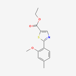 molecular formula C14H15NO3S B14856723 Ethyl 2-(2-methoxy-4-methylphenyl)thiazole-5-carboxylate CAS No. 886369-57-9