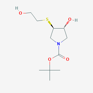 molecular formula C11H21NO4S B1485673 tert-butyl (3R,4R)-3-hydroxy-4-[(2-hydroxyethyl)sulfanyl]pyrrolidine-1-carboxylate CAS No. 2165802-34-4