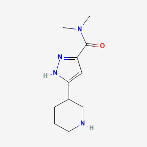 molecular formula C11H18N4O B14857366 N,N-dimethyl-3-(piperidin-3-yl)-1H-pyrazole-5-carboxamide 