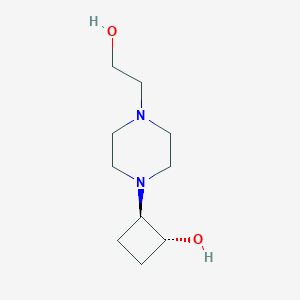 molecular formula C10H20N2O2 B1485746 trans-2-[4-(2-Hydroxyethyl)piperazin-1-yl]cyclobutan-1-ol CAS No. 2165650-37-1
