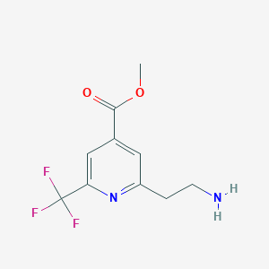 molecular formula C10H11F3N2O2 B14857472 Methyl 2-(2-aminoethyl)-6-(trifluoromethyl)isonicotinate 