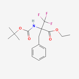molecular formula C17H22F3NO4 B14857502 Ethyl 2-benzyl-2-((tert-butoxycarbonyl)amino)-3,3,3-trifluoropropanoate 