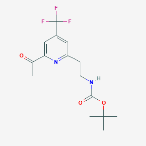 molecular formula C15H19F3N2O3 B14857563 Tert-butyl 2-[6-acetyl-4-(trifluoromethyl)pyridin-2-YL]ethylcarbamate 