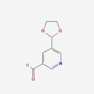 molecular formula C9H9NO3 B14857949 5-(1,3-Dioxolan-2-YL)nicotinaldehyde 