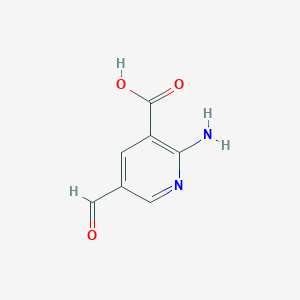 molecular formula C7H6N2O3 B14857954 2-Amino-5-formylnicotinic acid 