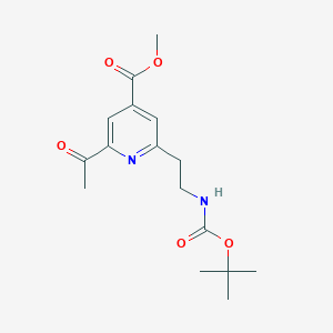 molecular formula C16H22N2O5 B14857992 Methyl 2-acetyl-6-(2-((tert-butoxycarbonyl)amino)ethyl)isonicotinate 