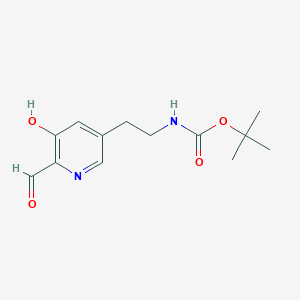 molecular formula C13H18N2O4 B14858123 Tert-butyl 2-(6-formyl-5-hydroxypyridin-3-YL)ethylcarbamate 