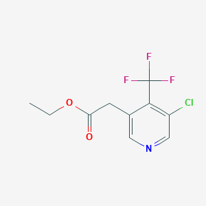 molecular formula C10H9ClF3NO2 B14858171 Ethyl 3-chloro-4-(trifluoromethyl)pyridine-5-acetate 