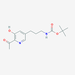 molecular formula C15H22N2O4 B14858436 Tert-butyl 3-(6-acetyl-5-hydroxypyridin-3-YL)propylcarbamate 