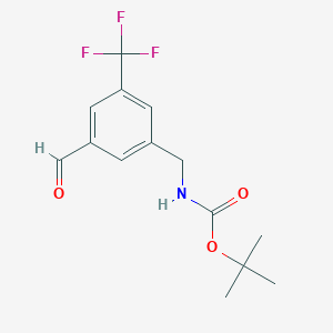 molecular formula C14H16F3NO3 B14859533 Tert-butyl 3-formyl-5-(trifluoromethyl)benzylcarbamate 
