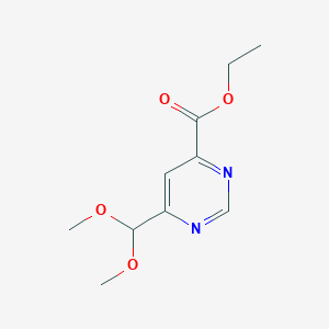 molecular formula C10H14N2O4 B14859538 Ethyl 6-(dimethoxymethyl)pyrimidine-4-carboxylate CAS No. 944900-59-8