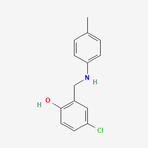 molecular formula C14H14ClNO B14860057 4-Chloro-2-{[(4-methylphenyl)amino]methyl}phenol 