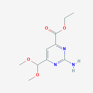 molecular formula C10H15N3O4 B14860059 Ethyl 2-amino-6-(dimethoxymethyl)pyrimidine-4-carboxylate 