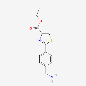 molecular formula C13H14N2O2S B14860360 Ethyl 2-(4-(aminomethyl)phenyl)thiazole-4-carboxylate CAS No. 886368-46-3