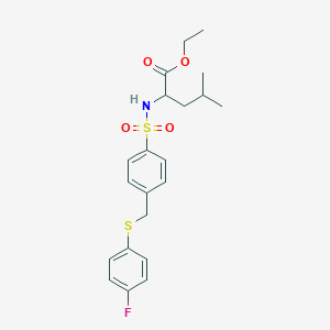 molecular formula C21H26FNO4S2 B14860376 Ethyl 2-(4-{[(4-fluorophenyl)sulfanyl]methyl}benzenesulfonamido)-4-methylpentanoate 