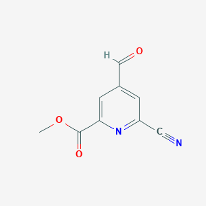 molecular formula C9H6N2O3 B14860461 Methyl 6-cyano-4-formylpyridine-2-carboxylate 