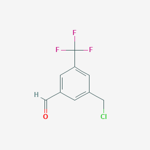 molecular formula C9H6ClF3O B14860633 3-(Chloromethyl)-5-(trifluoromethyl)benzaldehyde 