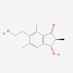 molecular formula C14H18O3 B148607 3-hydroxy-6-(2-hydroxyethyl)-2,5,7-trimethyl-2,3-dihydro-1H-inden-1-one CAS No. 35938-43-3
