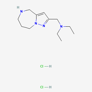 molecular formula C12H24Cl2N4 B1486099 N-Ethyl-N-(5,6,7,8-tetrahydro-4H-pyrazolo[1,5-a][1,4]diazepin-2-ylmethyl)-1-ethanamine dihydrochloride CAS No. 2205384-55-8