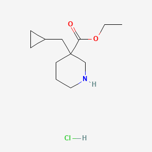 molecular formula C12H22ClNO2 B1486110 Ethyl 3-(cyclopropylmethyl)-3-piperidinecarboxylate hydrochloride CAS No. 2203842-72-0