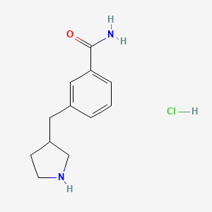 molecular formula C12H17ClN2O B1486120 3-(3-Pyrrolidinylmethyl)benzamide hydrochloride CAS No. 2206968-85-4