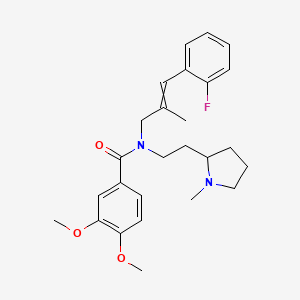 molecular formula C26H33FN2O3 B14861225 N-[3-(2-fluorophenyl)-2-methylprop-2-enyl]-3,4-dimethoxy-N-[2-(1-methylpyrrolidin-2-yl)ethyl]benzamide 