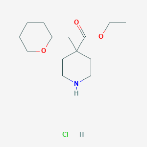 molecular formula C14H26ClNO3 B1486147 Ethyl 4-(tetrahydro-2H-pyran-2-ylmethyl)-4-piperidinecarboxylate hydrochloride CAS No. 2206966-42-7