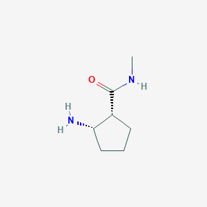 molecular formula C7H14N2O B148619 Cyclopentanecarboxamide, 2-amino-N-methyl-, (1R,2S)-rel-(9CI) CAS No. 135053-13-3