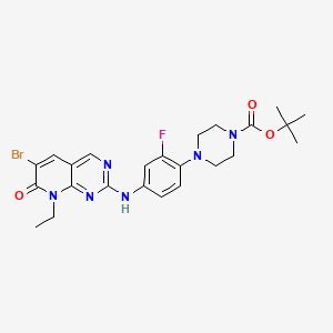 molecular formula C24H28BrFN6O3 B14861908 Tert-butyl 4-(4-((6-bromo-8-ethyl-7-oxo-7,8-dihydropyrido[2,3-d]pyrimidin-2-yl)amino)-2-fluorophenyl)piperazine-1-carboxylate 