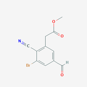 Methyl 3-bromo-2-cyano-5-formylphenylacetate