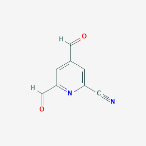 molecular formula C8H4N2O2 B14862631 4,6-Diformylpyridine-2-carbonitrile 