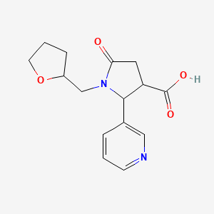 molecular formula C15H18N2O4 B1486265 5-Oxo-2-(3-pyridinyl)-1-(tetrahydro-2-furanylmethyl)-3-pyrrolidinecarboxylic acid CAS No. 2205504-57-8