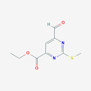 molecular formula C9H10N2O3S B14862688 Ethyl 6-formyl-2-(methylthio)pyrimidine-4-carboxylate 