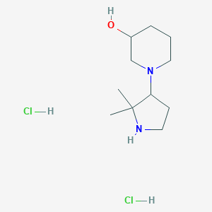 molecular formula C11H24Cl2N2O B1486287 1-(2,2-Dimethyl-3-pyrrolidinyl)-3-piperidinol dihydrochloride CAS No. 2208273-79-2
