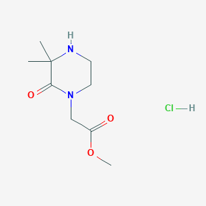molecular formula C9H17ClN2O3 B1486289 Methyl 2-(3,3-dimethyl-2-oxo-1-piperazinyl)acetate hydrochloride CAS No. 2204958-80-3