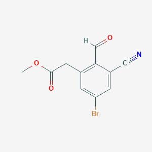 molecular formula C11H8BrNO3 B1486298 Methyl 5-bromo-3-cyano-2-formylphenylacetate CAS No. 1807024-44-7