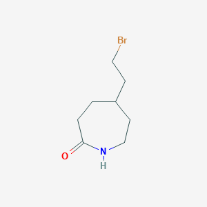 molecular formula C8H14BrNO B14863118 5-(2-Bromoethyl)azepan-2-one 