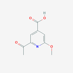 molecular formula C9H9NO4 B14863140 2-Acetyl-6-methoxyisonicotinic acid 