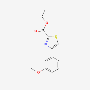 molecular formula C14H15NO3S B14863194 Ethyl 4-(3-methoxy-4-methylphenyl)thiazole-2-carboxylate 