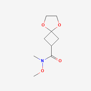 molecular formula C9H15NO4 B14863225 N-methoxy-N-methyl-5,8-dioxaspiro[3.4]octane-2-carboxamide 