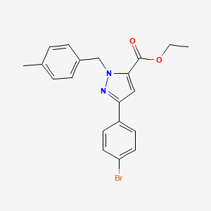 molecular formula C20H19BrN2O2 B14863259 Ethyl 1-(4-methylbenzyl)-3-(4-bromophenyl)-1H-pyrazole-5-carboxylate 