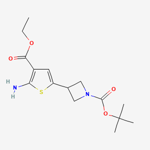 molecular formula C15H22N2O4S B14863277 Tert-butyl 3-(5-amino-4-(ethoxycarbonyl)thiophen-2-yl)azetidine-1-carboxylate 