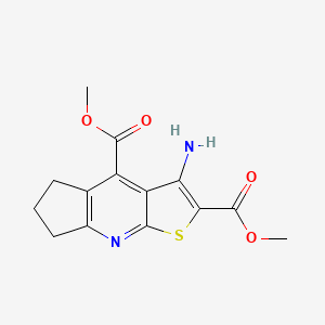 molecular formula C14H14N2O4S B14863294 dimethyl 3-amino-6,7-dihydro-5H-cyclopenta[b]thieno[3,2-e]pyridine-2,4-dicarboxylate 