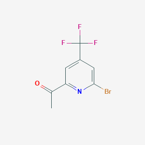 molecular formula C8H5BrF3NO B14863581 2-Acetyl-4-trifluoromethyl-6-bromopyridine 