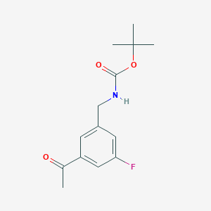 molecular formula C14H18FNO3 B14863821 Tert-butyl 3-acetyl-5-fluorobenzylcarbamate 