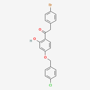 molecular formula C21H16BrClO3 B14863916 1-(4-(4-Chlorobenzyloxy)-2-hydroxyphenyl)-2-(4-bromophenyl)ethanone 