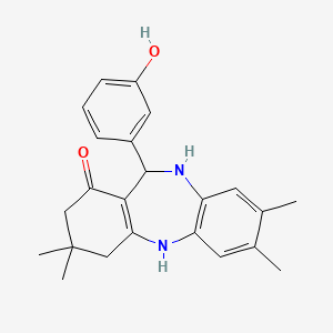 molecular formula C23H26N2O2 B14863966 11-(3-Hydroxyphenyl)-3,3,7,8-tetramethyl-2,3,4,5,10,11-hexahydro-1H-dibenzo(b,e)[1,4]diazepin-1-one 