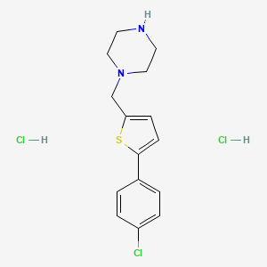 molecular formula C15H19Cl3N2S B1486400 1-{[5-(4-Chlorophenyl)thien-2-yl]methyl}piperazine dihydrochloride CAS No. 1171715-58-4