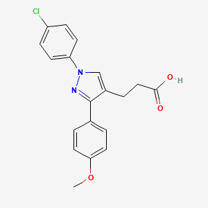 molecular formula C19H17ClN2O3 B14864072 3-(1-(4-Chlorophenyl)-3-(4-methoxyphenyl)-1H-pyrazol-4-yl)propanoic acid 